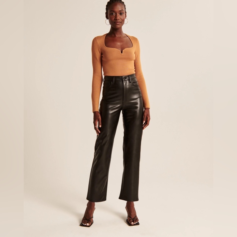 Abercrombie Vegan Leather Ankle Straight Pants